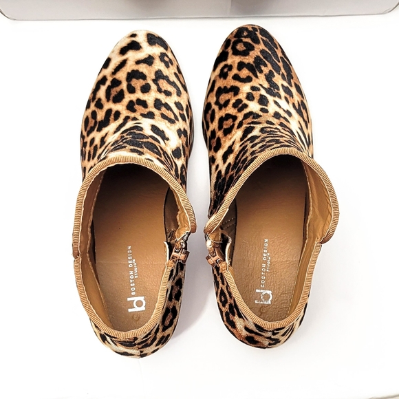 Boston Design Studio Leopard Cheetah Animal Print Booties Boots Shoes - Picture 5 of 8
